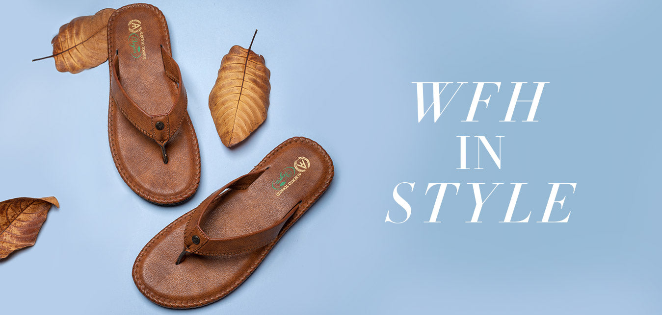 Work From Home Fashion Featuring slippers and sandals Alberto Torresi