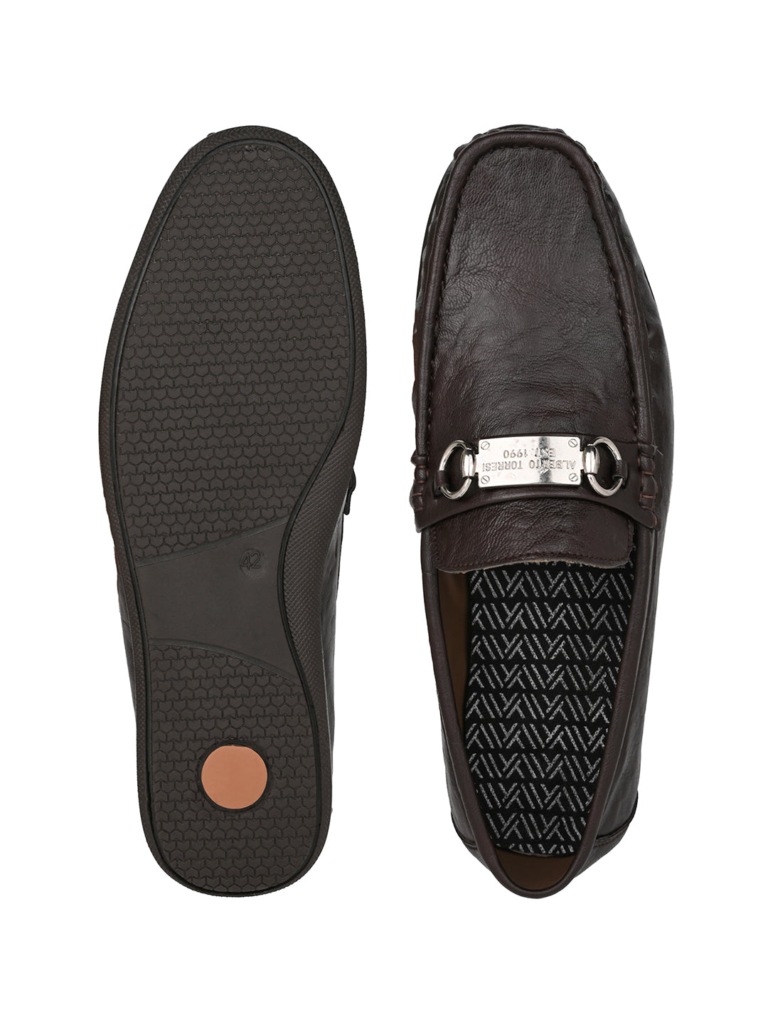 Alberto Torresi Twisty Series 531 Full Flex Rubber Sole Slip In Brown Casual Loafers