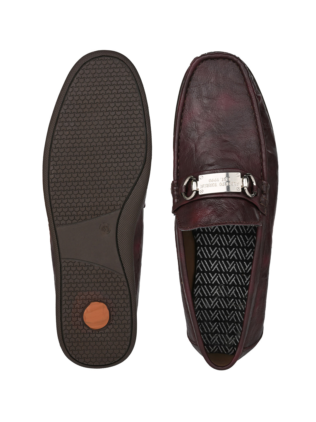 Alberto Torresi Twisty Series 531 Full Flex Rubber Sole Slip In Bordo Casual Loafers