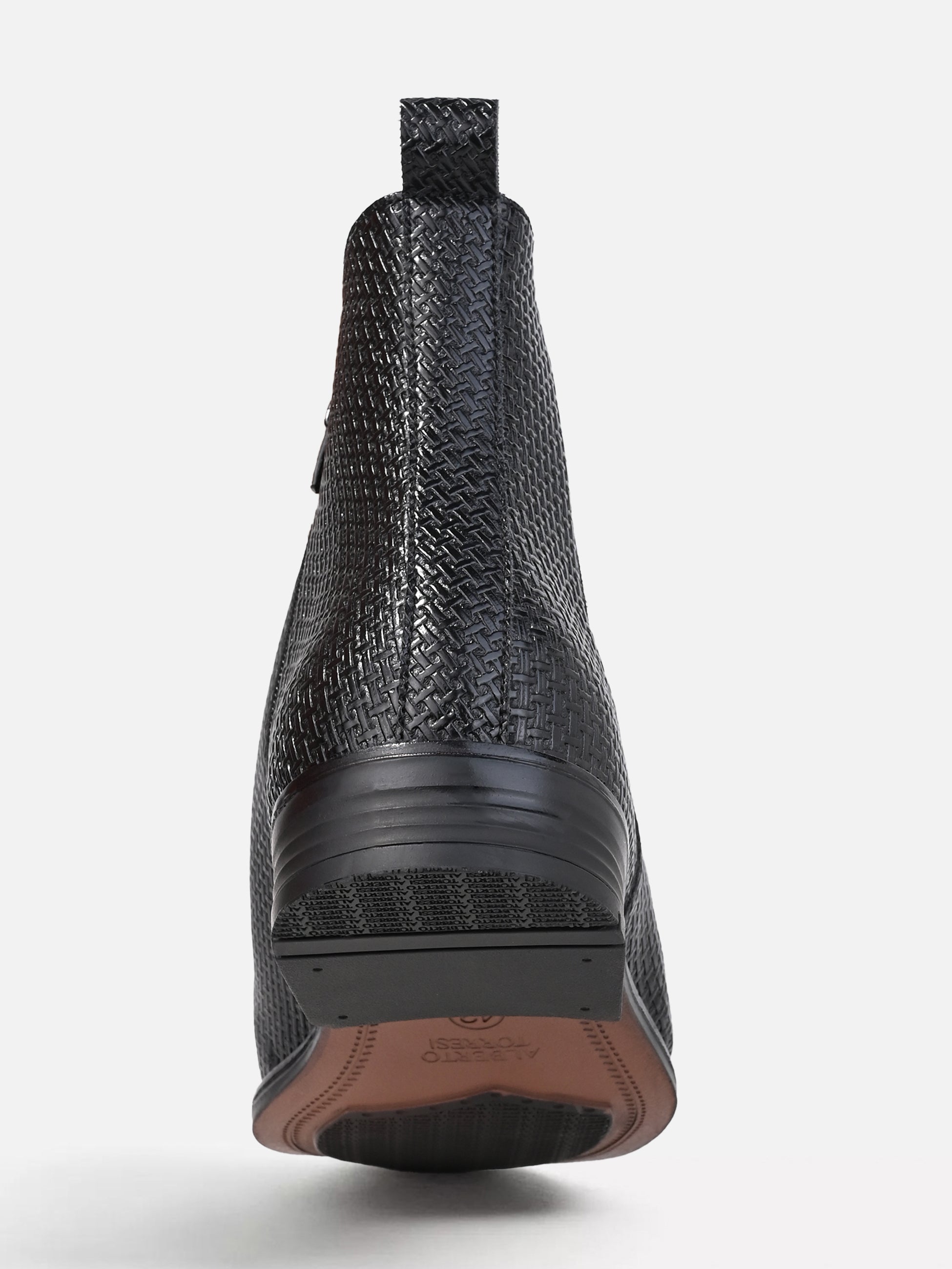 Alberto Torresi Men’s Snake Texture Chelsea Slip-On Shoes – Black & Grey