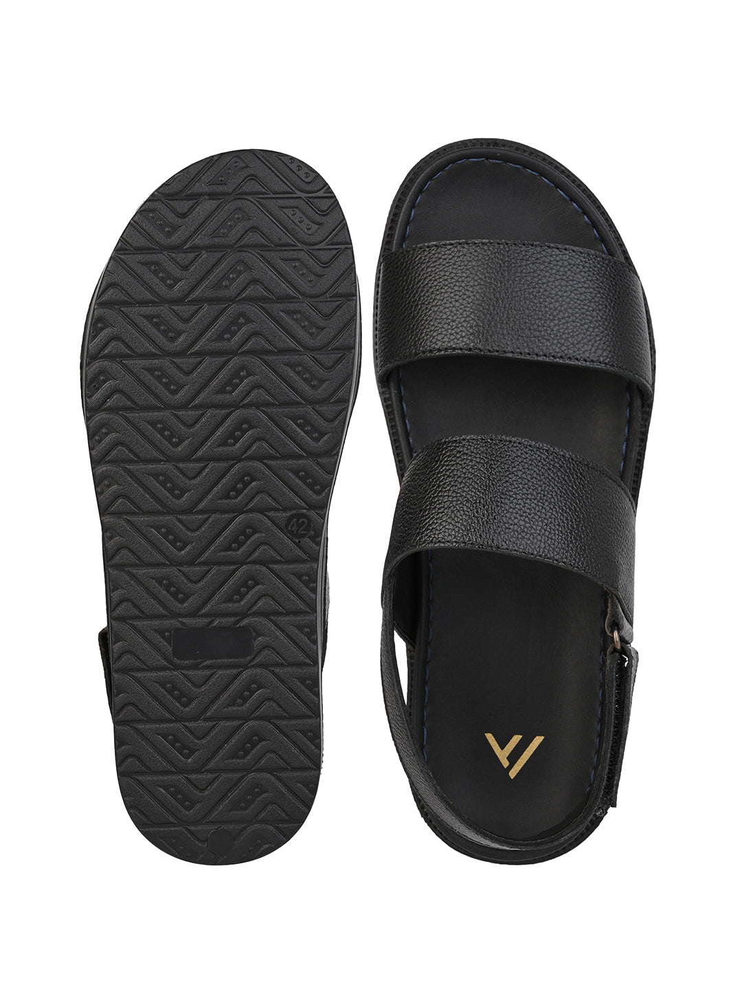 Alberto Torresi Deriko Black Genuine Leather Slingl Back Sandals For Men