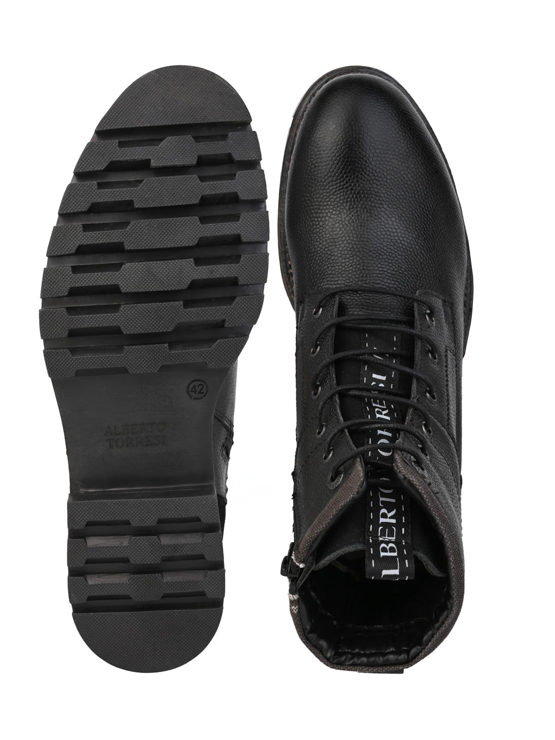 Black Leather Lace Up Boots