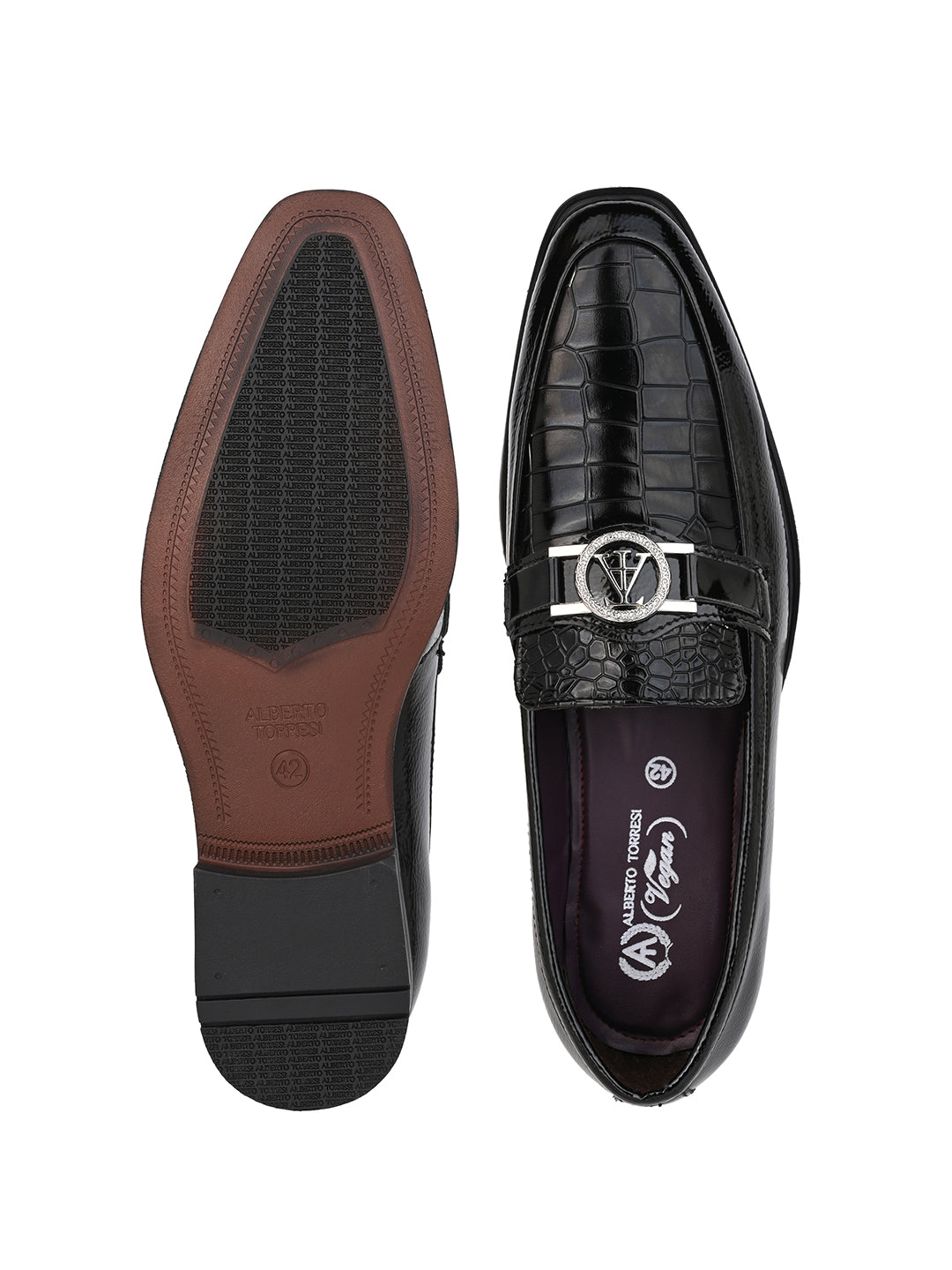 Alberto Torresi Wedding Black Patent Shoe With Metal Accent