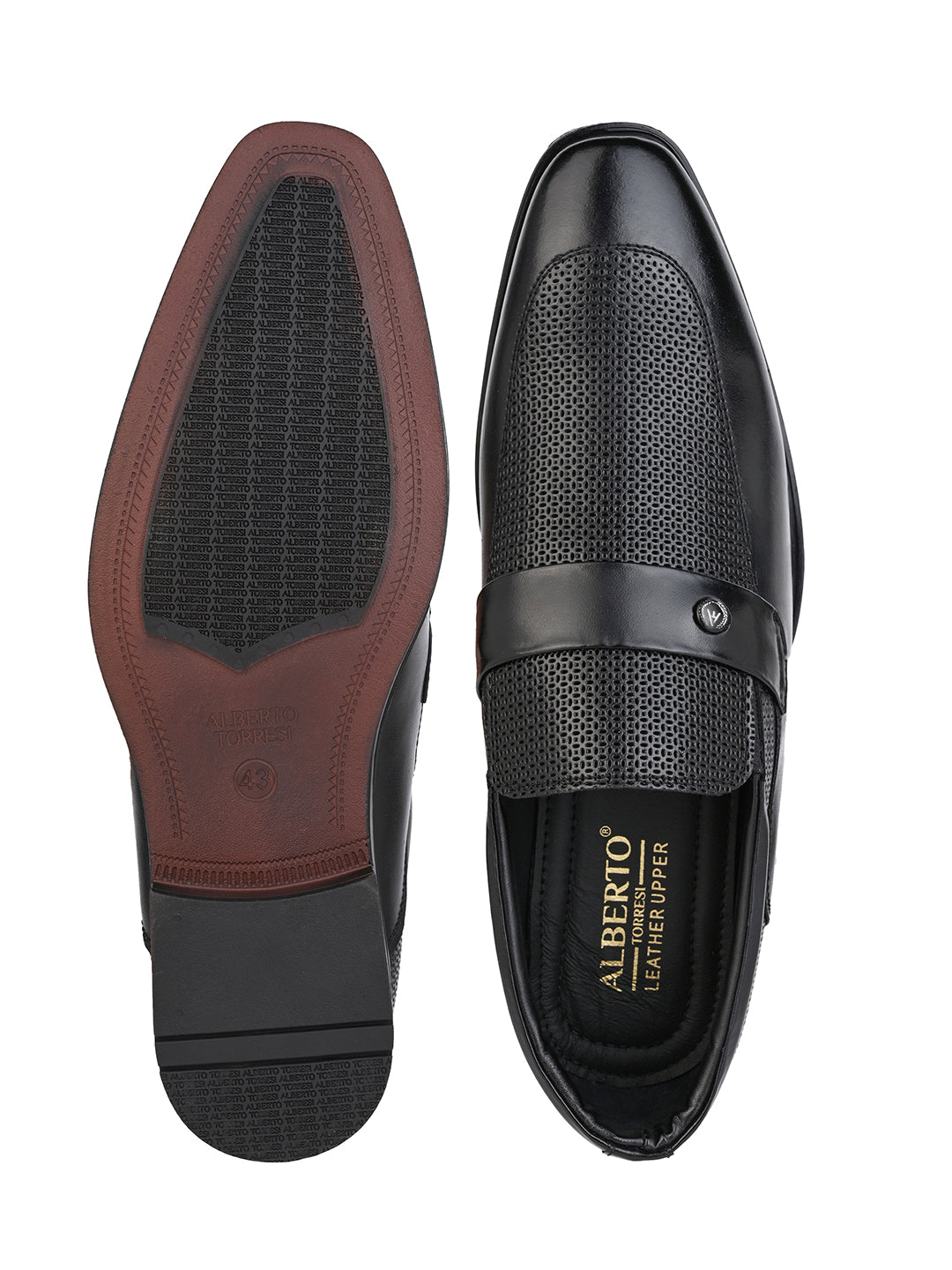 Alberto Torresi Genuine Leather Black Slipon Formal Shoes For Men