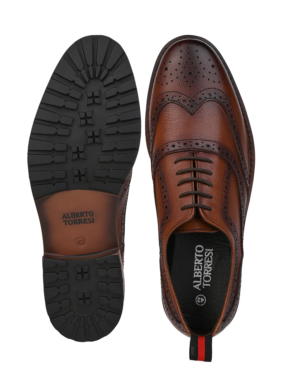 Alberto Torresi Latest Tan Brogue Shoes With Padded Insole