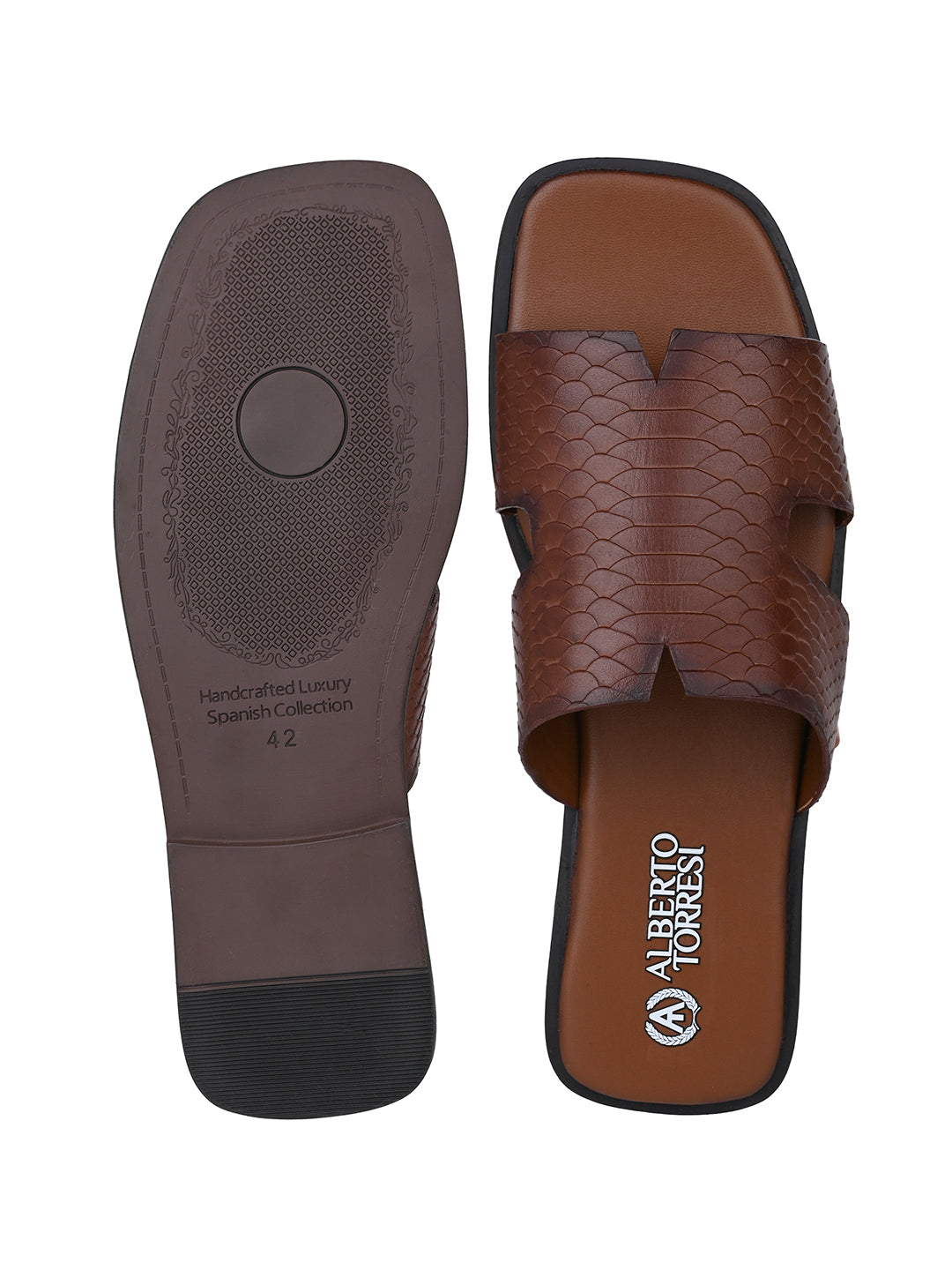 Alberto Torresi Men’s Tan Textured Slide Sandals