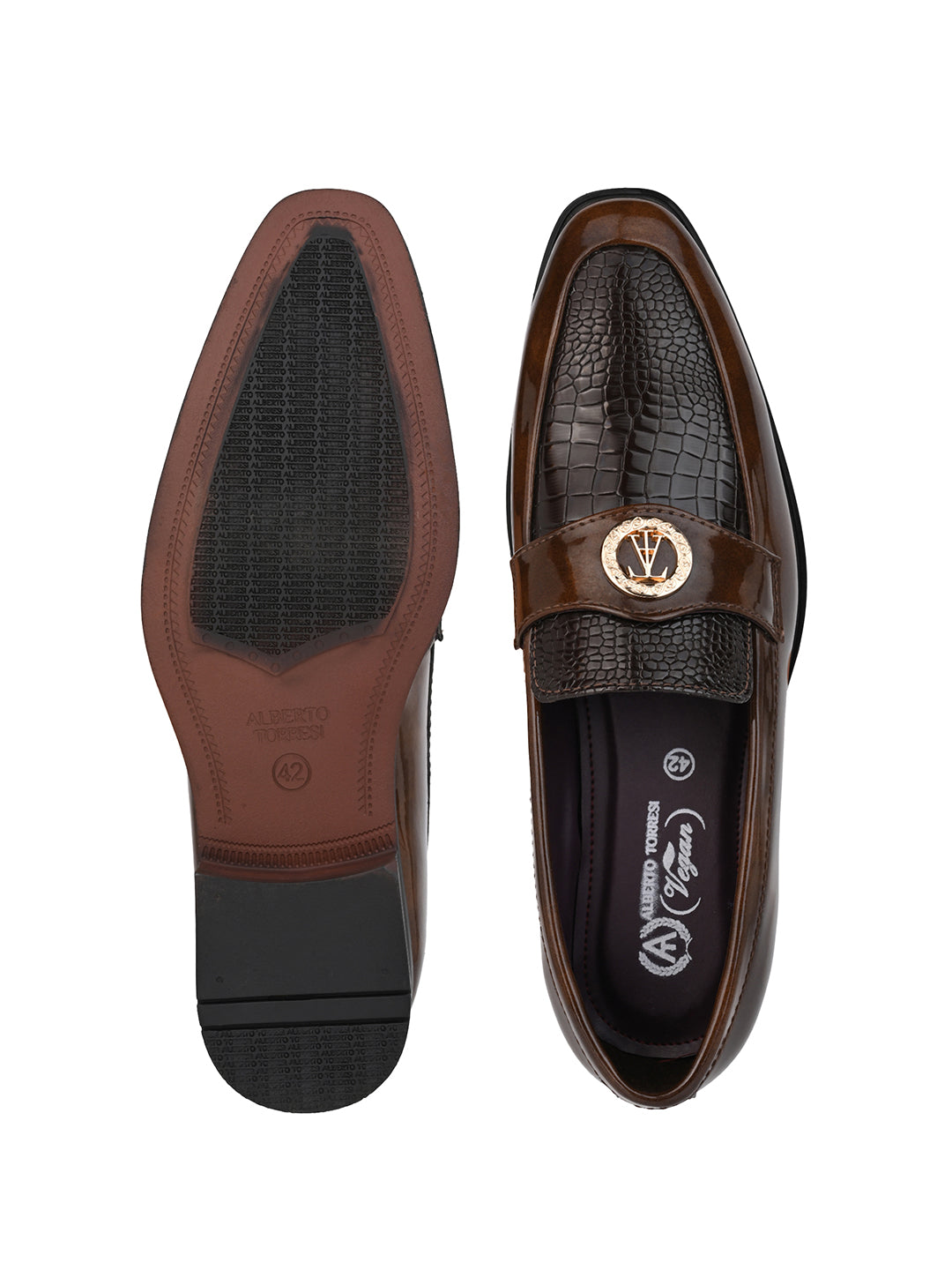 Alberto Torresi Wedding BrownPatent Shoe With Metal Accent