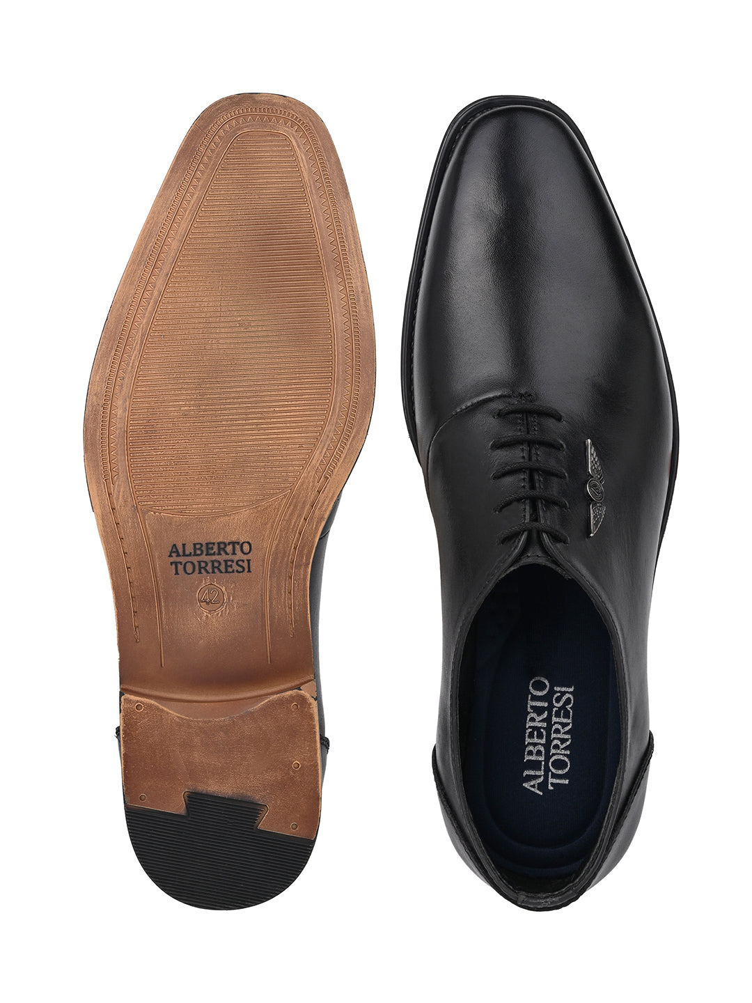 Black Leather Lace Up Shoes For Men With Sneaker Footpad