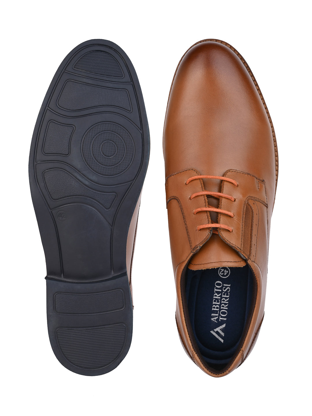 Alberto Torresi Horwik Series Tan Crust Leather Plain Lace-Up