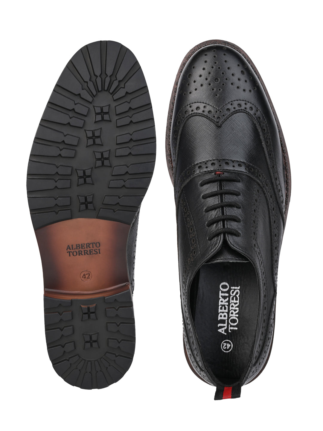 Alberto Torresi Latest Black Brogue Shoes With Padded Insole