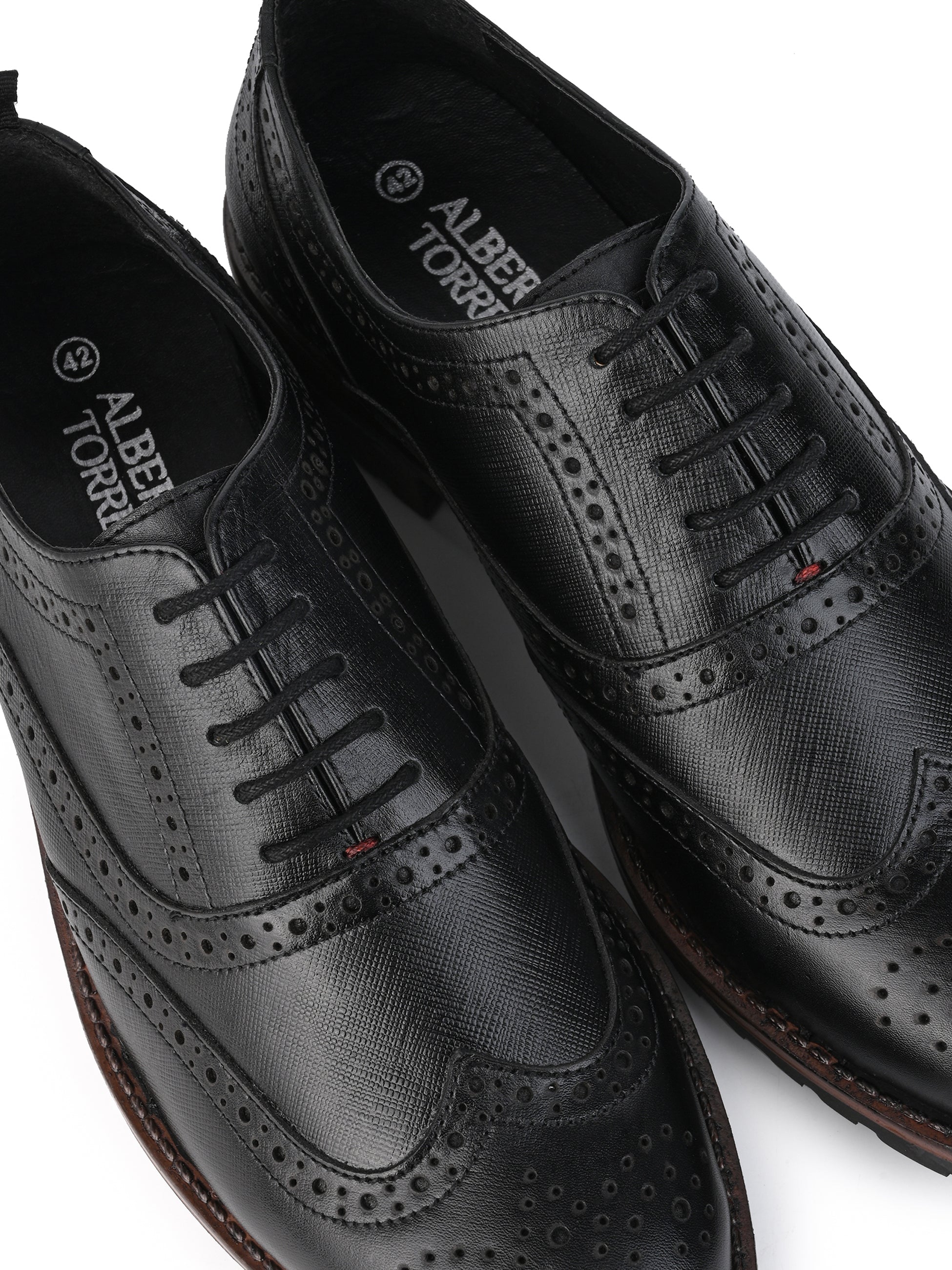 Alberto Torresi Latest Black Brogue Shoes With Padded Insole
