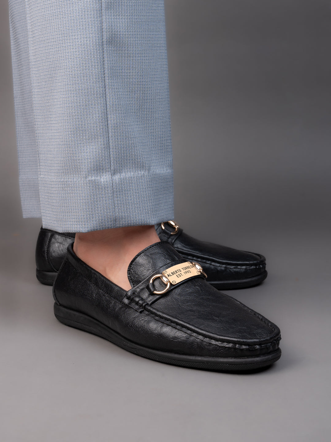 Alberto Torresi Twisty Series 531 Full Flex Rubber Sole Slip In Black Casual Loafers