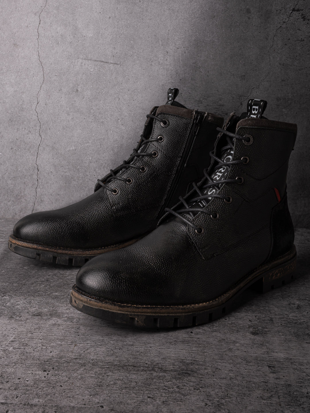 Black Leather Lace Up Boots