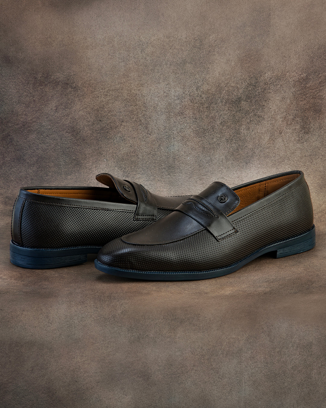 Men Bordo Textured Leather Slip-On Penny Loafers with TPR Sole