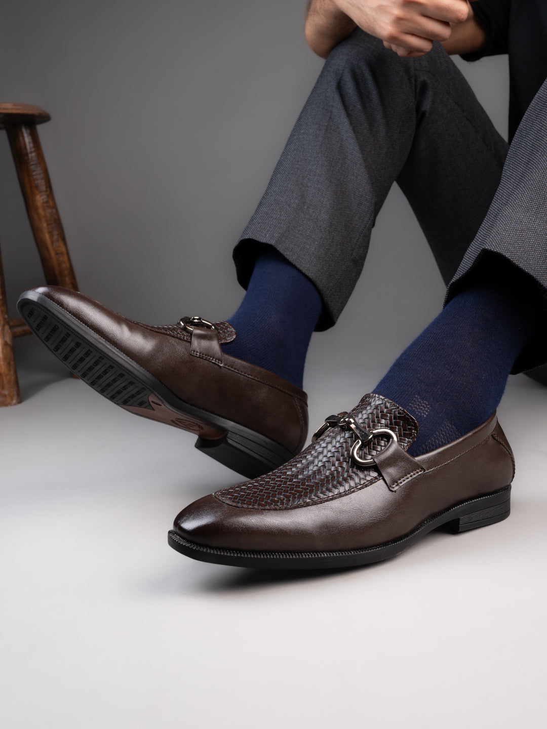 Premium Branded Horsebit Formal Synthetic Loafer With Tpr Sole And Heel Support