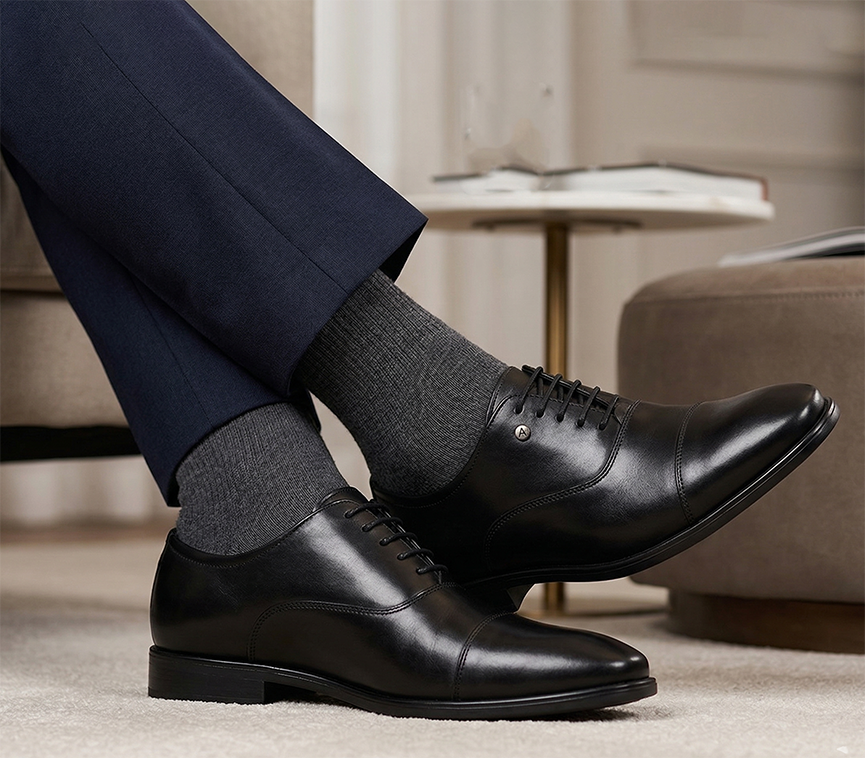 Alberto Torresi Genuine Leather Toe Cap Black Formal Shoes