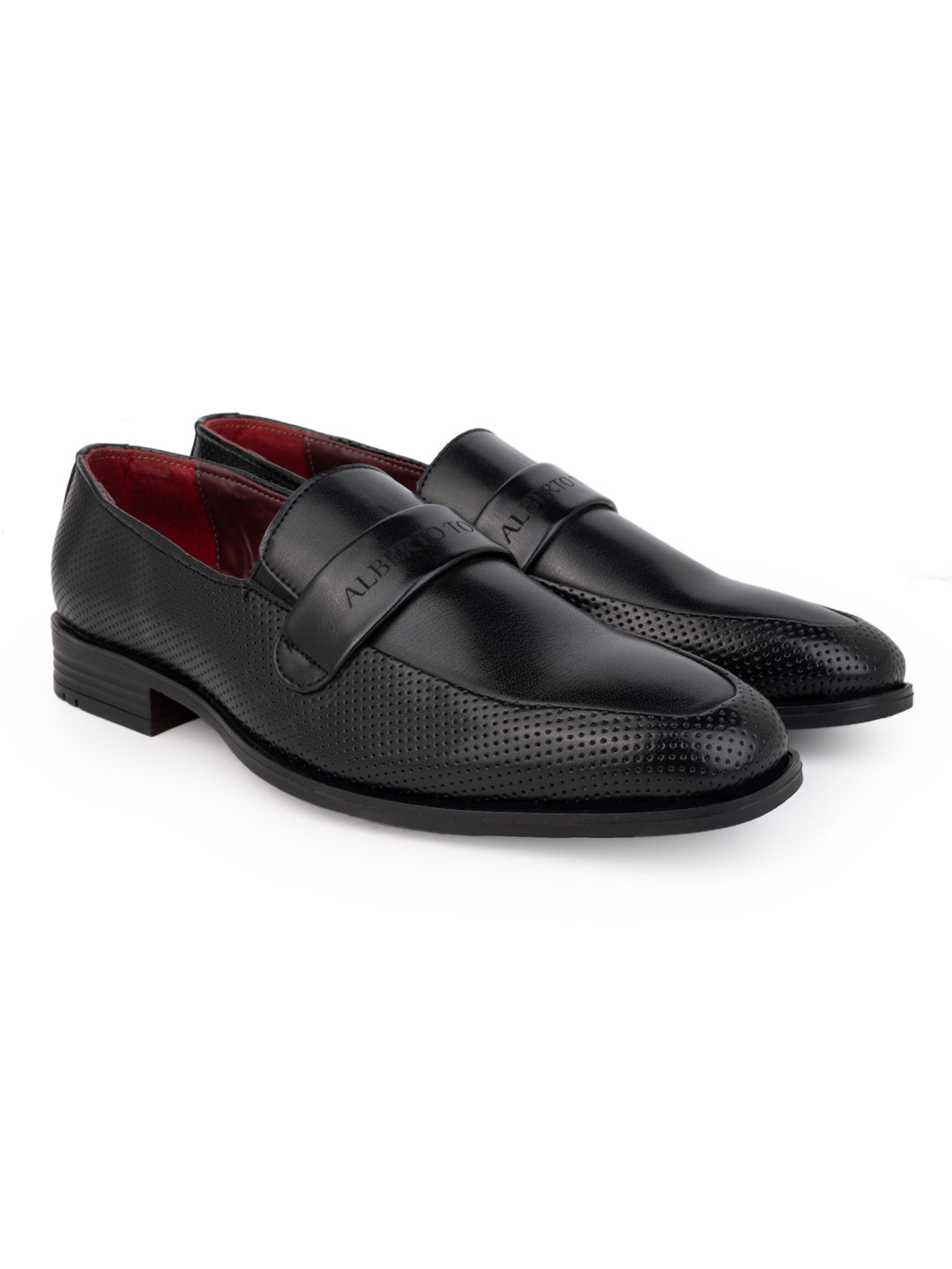Alberto Torresi Fox leather Black Slip On Formal Shoes