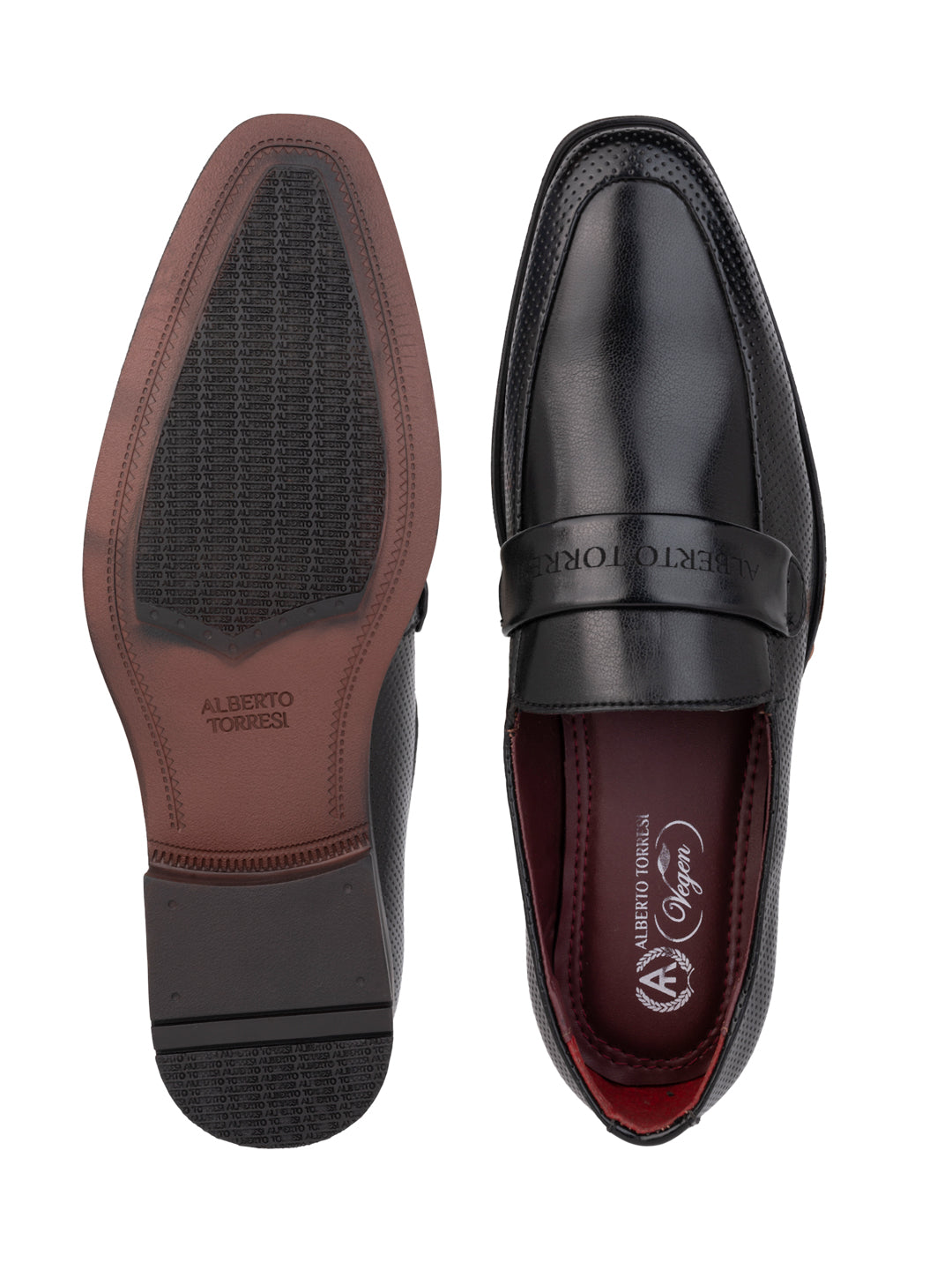 Alberto Torresi Fox leather Black Slip On Formal Shoes