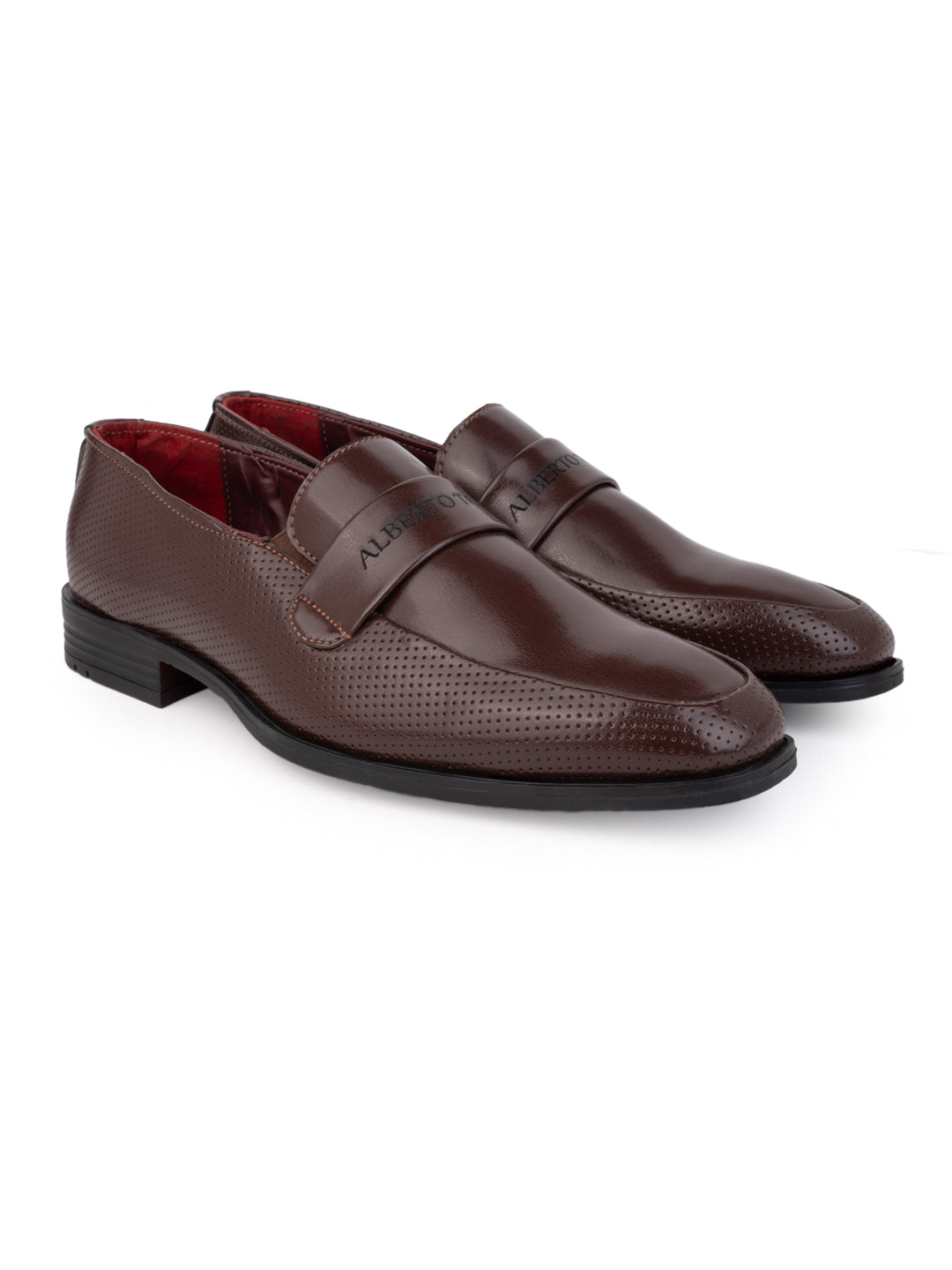 Alberto Torresi Fox leather Brown Slip On Formal Shoes