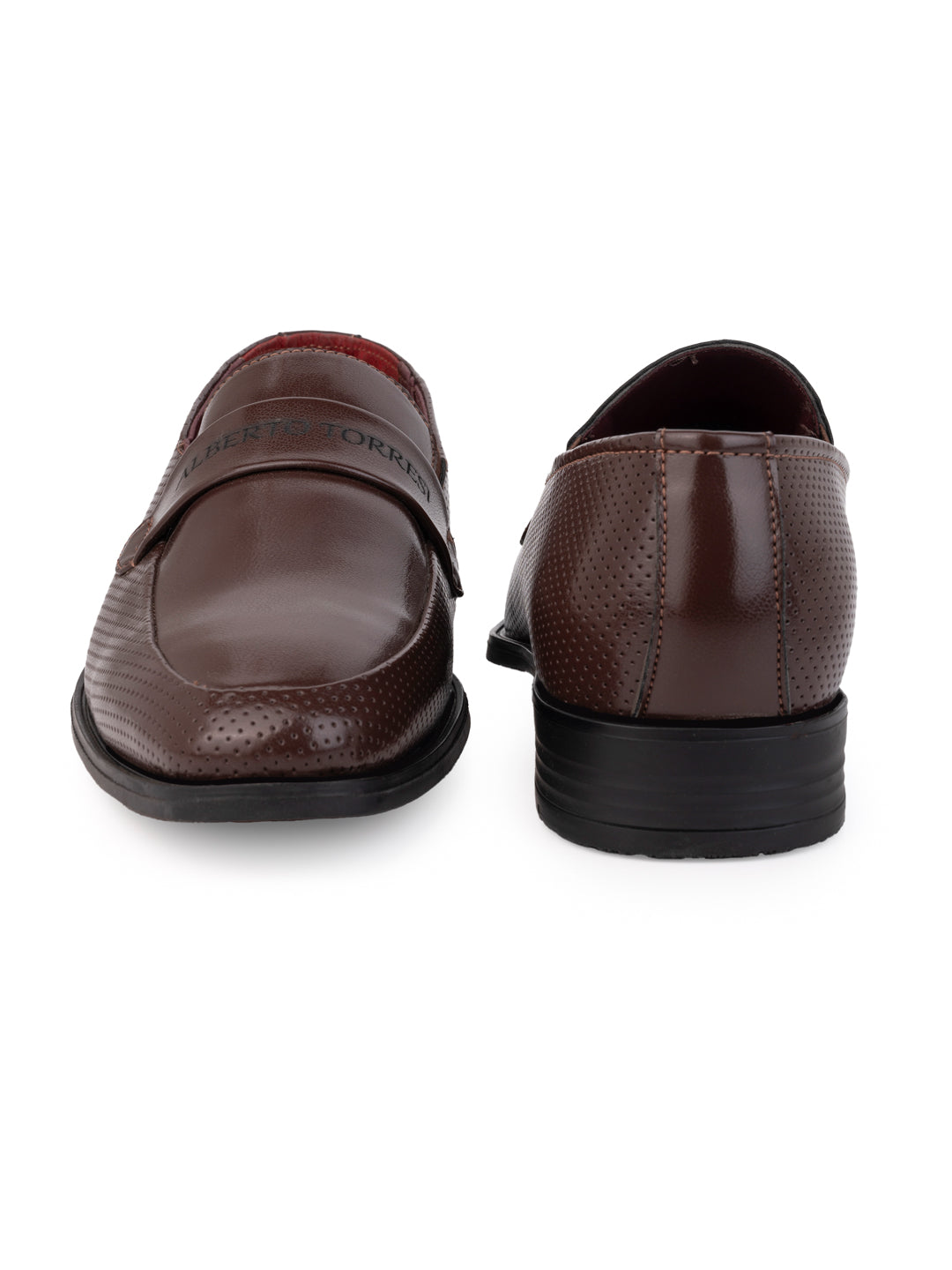 Alberto Torresi Fox leather Brown Slip On Formal Shoes