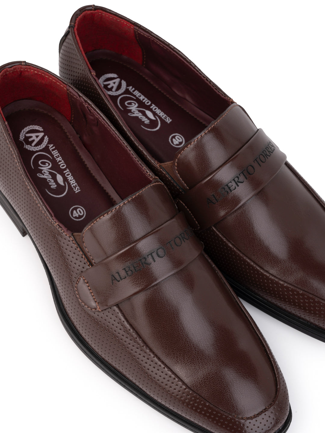 Alberto Torresi Fox leather Brown Slip On Formal Shoes