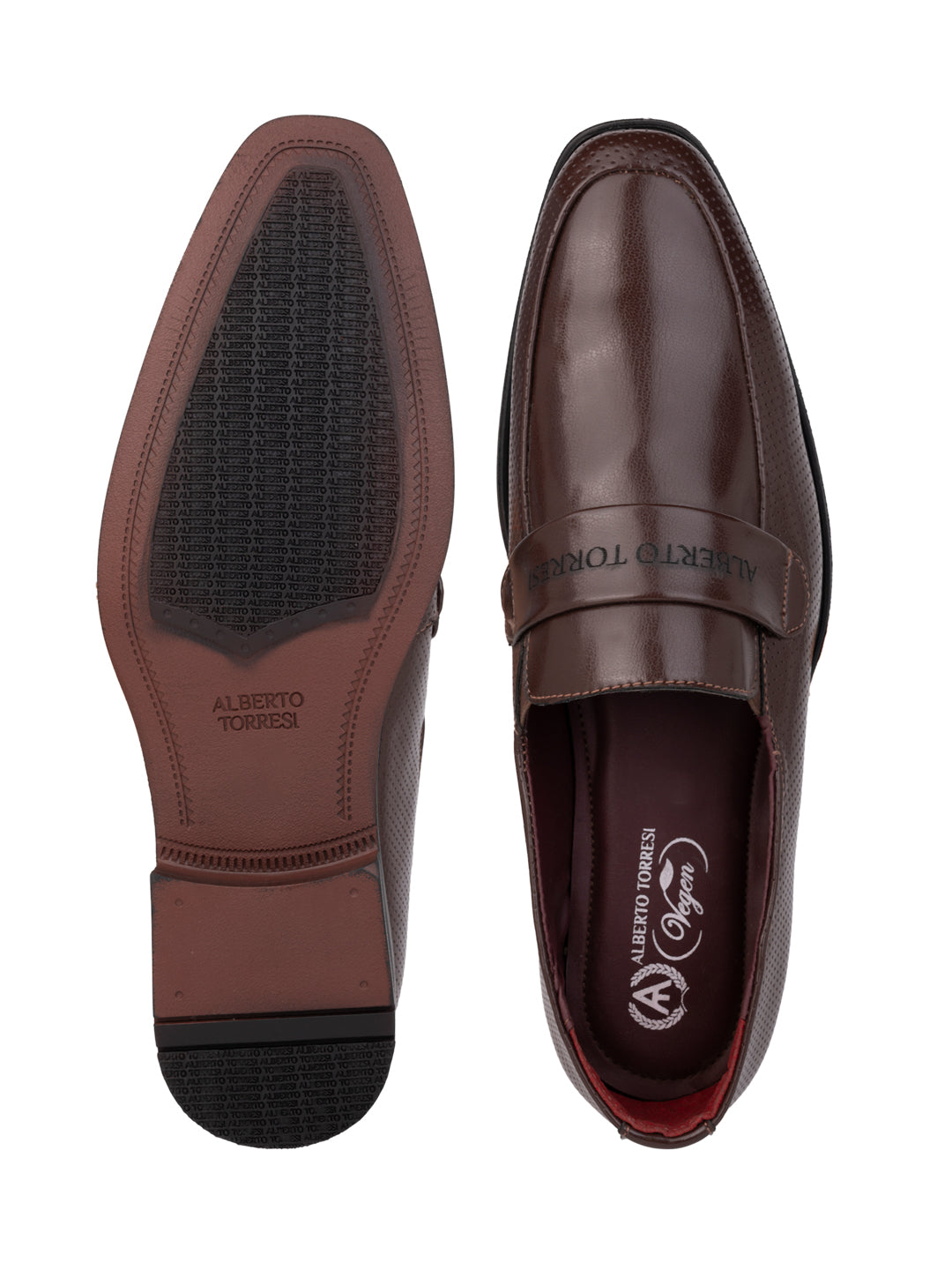 Alberto Torresi Fox leather Brown Slip On Formal Shoes