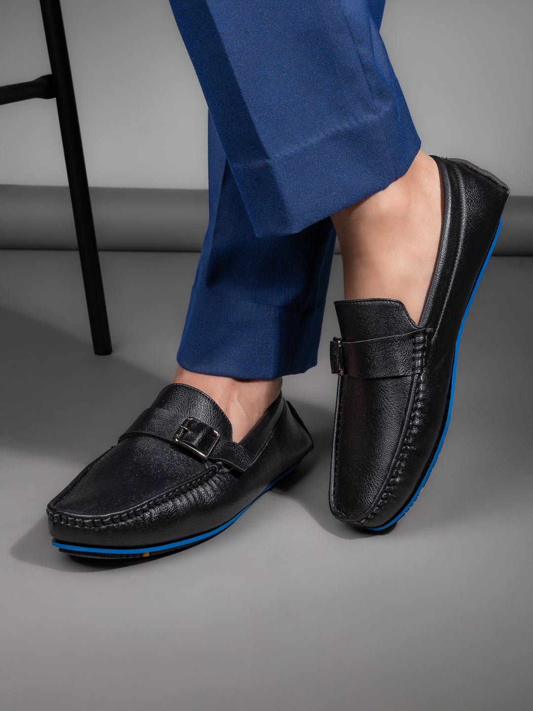 Alberto Torresi Trendy Silicon Muti Coloured Anti Slip Sole Black Monk Loafer
