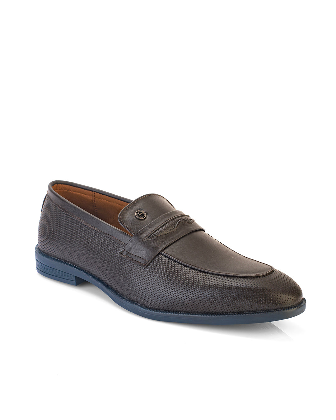 Men Bordo Textured Leather Slip-On Penny Loafers with TPR Sole
