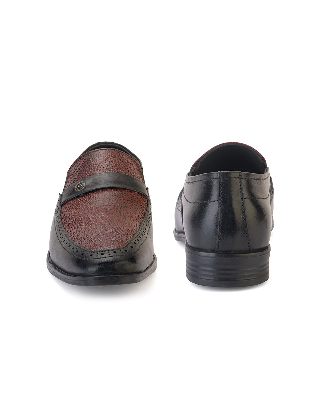 Signore Black Bordo Leather Formal Shoes for Men - Slip-On Shoes for Office & Party Wear