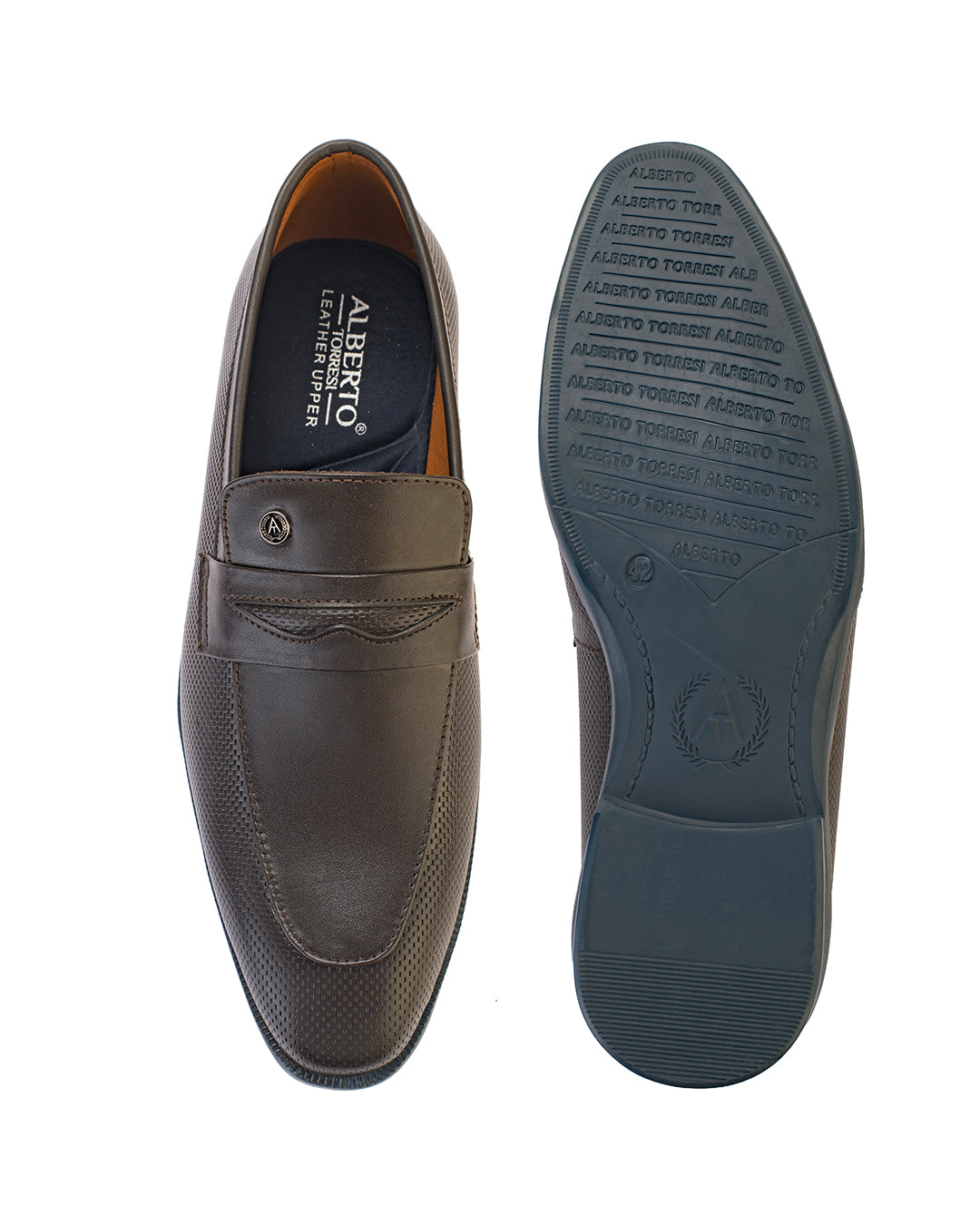 Men Bordo Textured Leather Slip-On Penny Loafers with TPR Sole