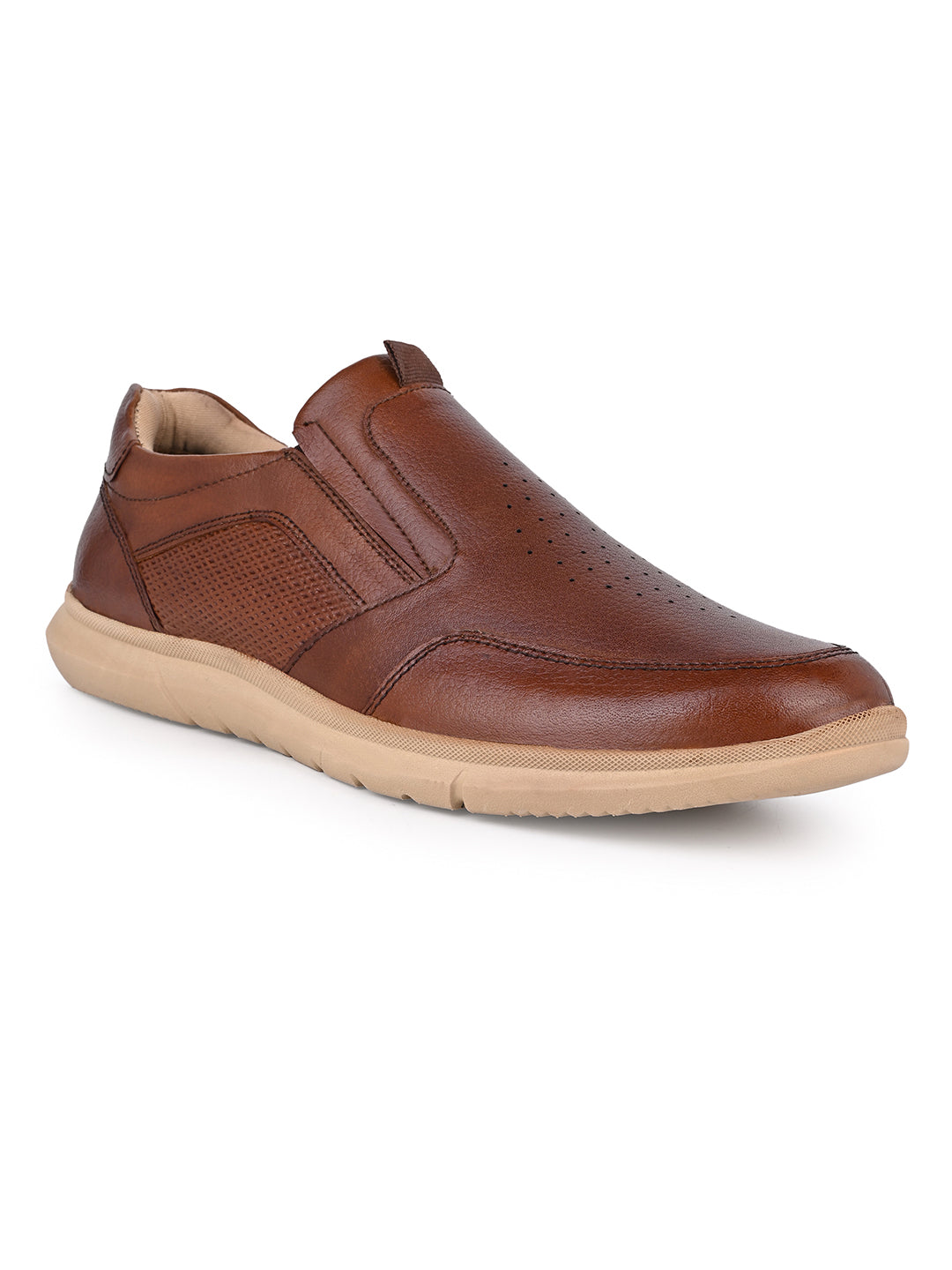 Blue Magic Men Tan Leather Formal Slip-On Sneakers (EVA Sole, 14H Flux)