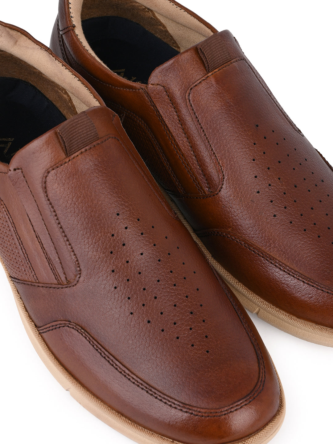Blue Magic Men Tan Leather Formal Slip-On Sneakers (EVA Sole, 14H Flux)