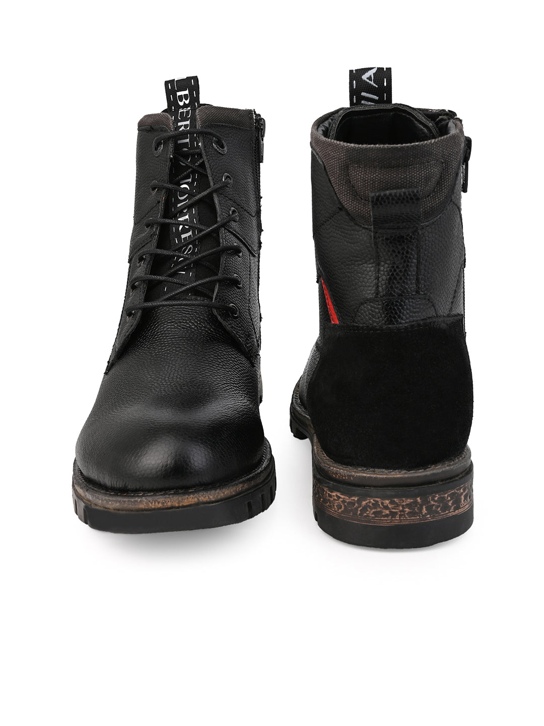 Black Leather Lace Up Boots