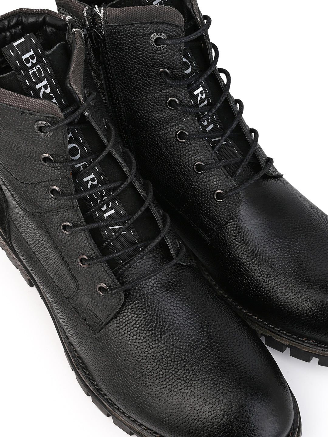 Black Leather Lace Up Boots
