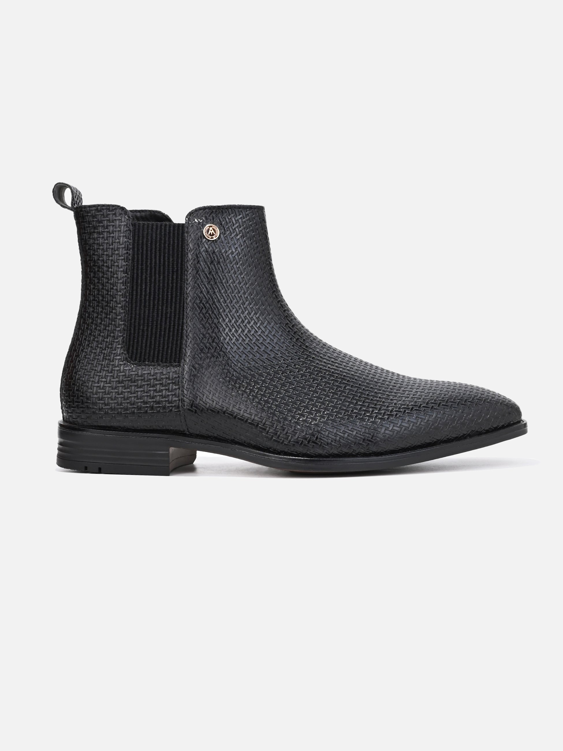 Alberto Torresi Men’s Snake Texture Chelsea Slip-On Shoes – Black & Grey