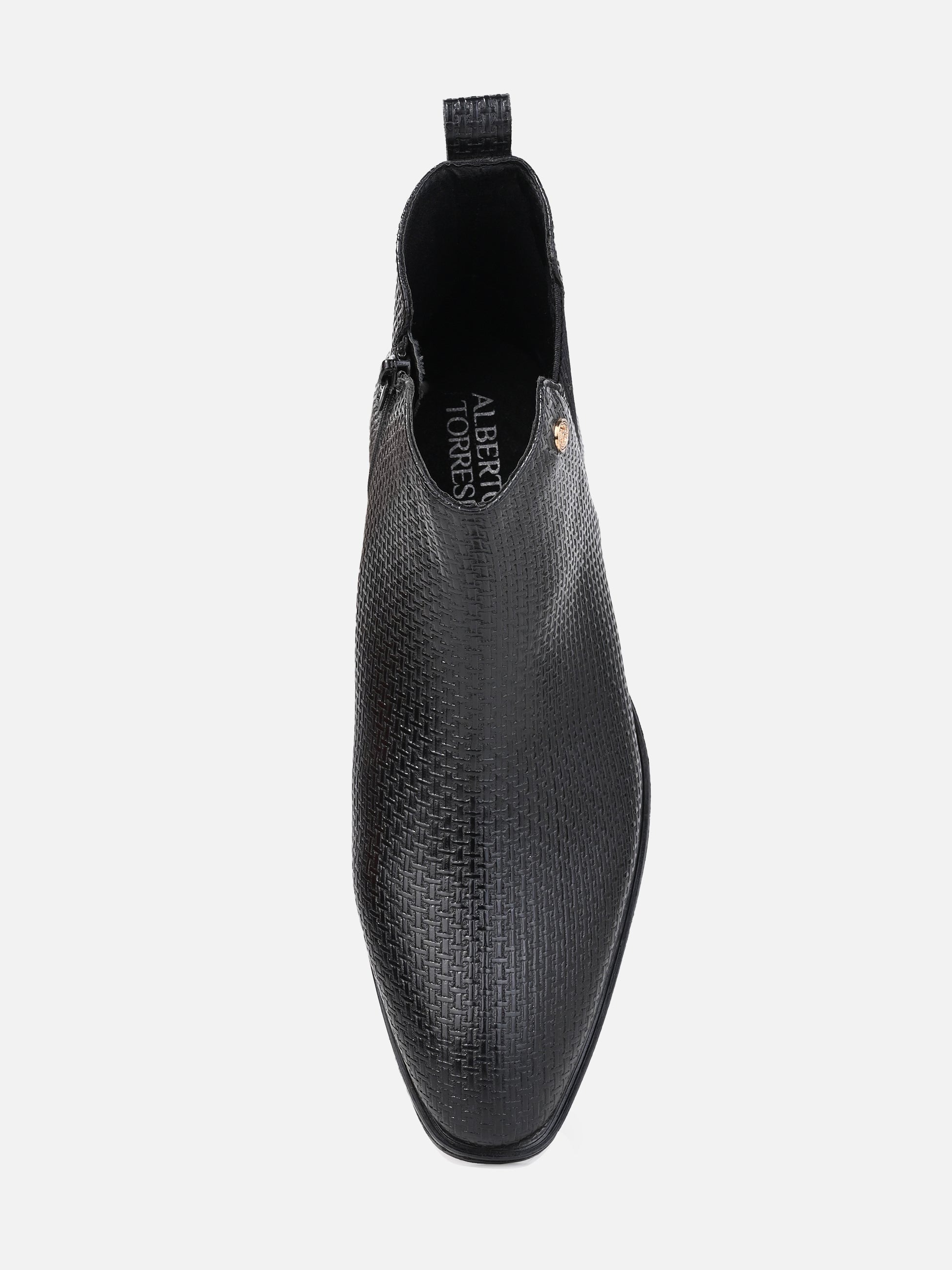 Alberto Torresi Men’s Snake Texture Chelsea Slip-On Shoes – Black & Grey