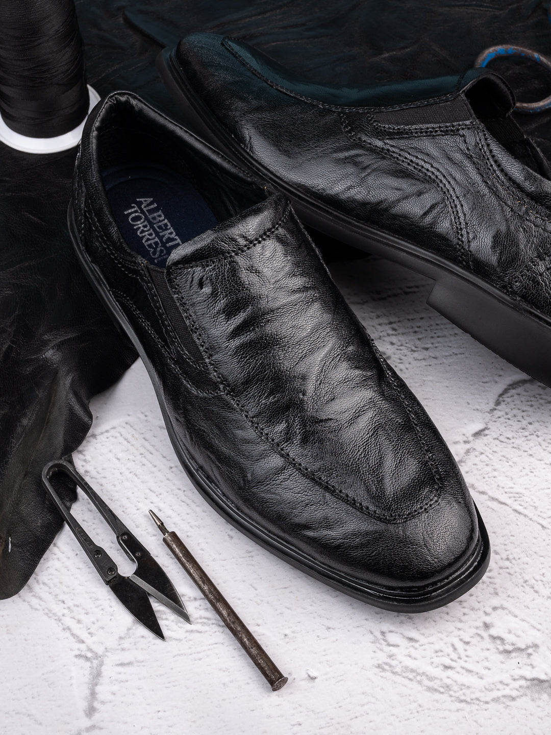 Alberto Torresi Shiny Crinkle Black Leather Slip In Sneakers Eva Sole Formals