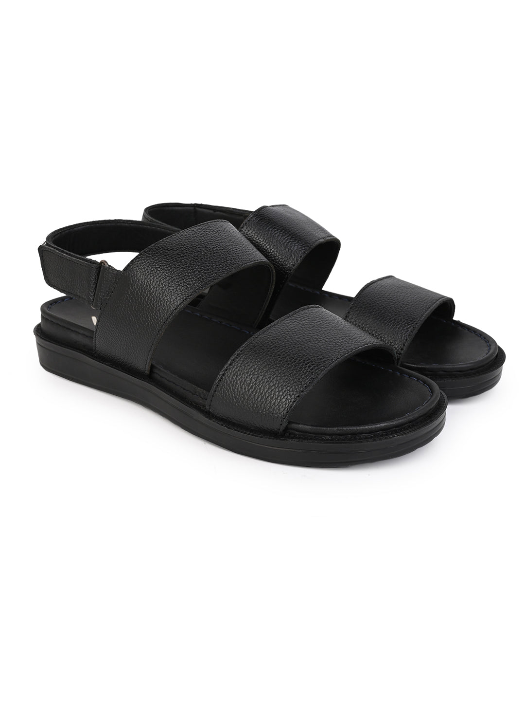Alberto Torresi Deriko Black Genuine Leather Slingl Back Sandals For Men