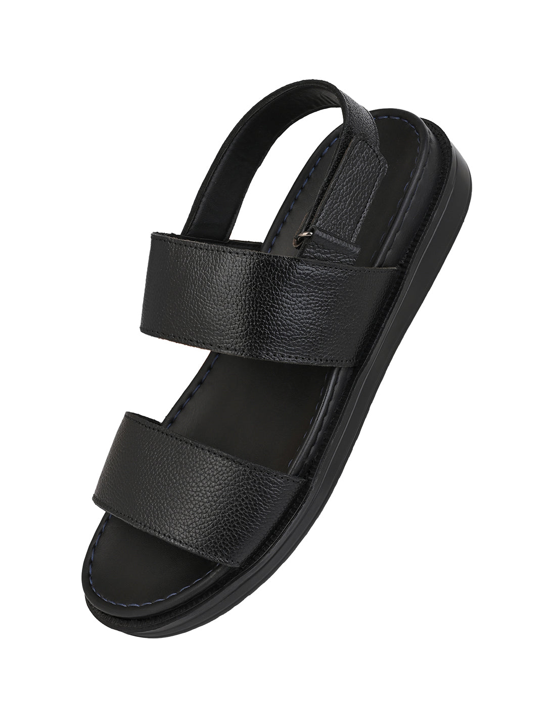 Alberto Torresi Deriko Black Genuine Leather Slingl Back Sandals For Men