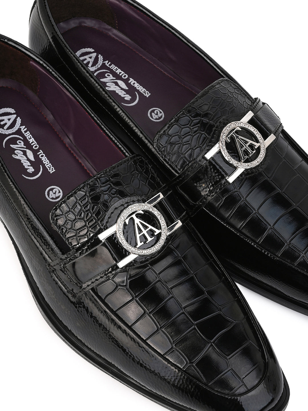 Alberto Torresi Wedding Black Patent Shoe With Metal Accent