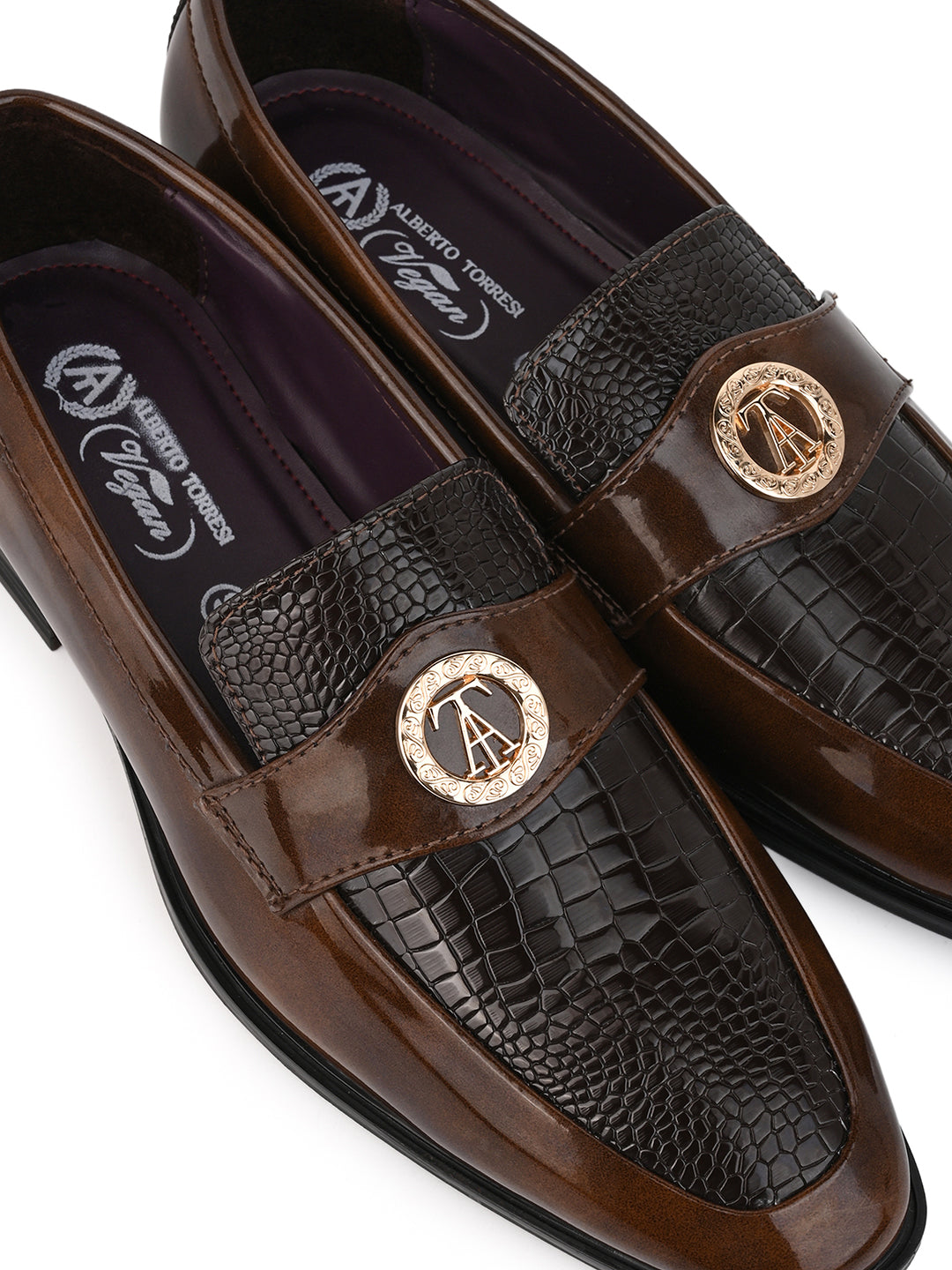 Alberto Torresi Wedding BrownPatent Shoe With Metal Accent