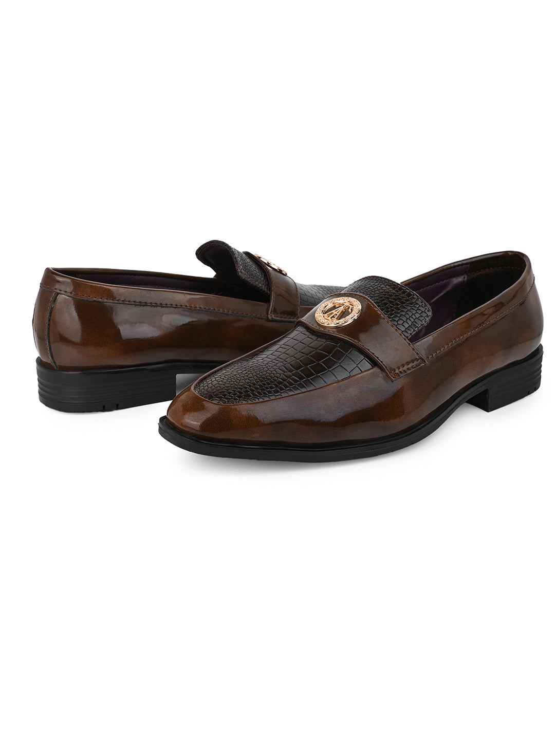 Alberto Torresi Wedding BrownPatent Shoe With Metal Accent