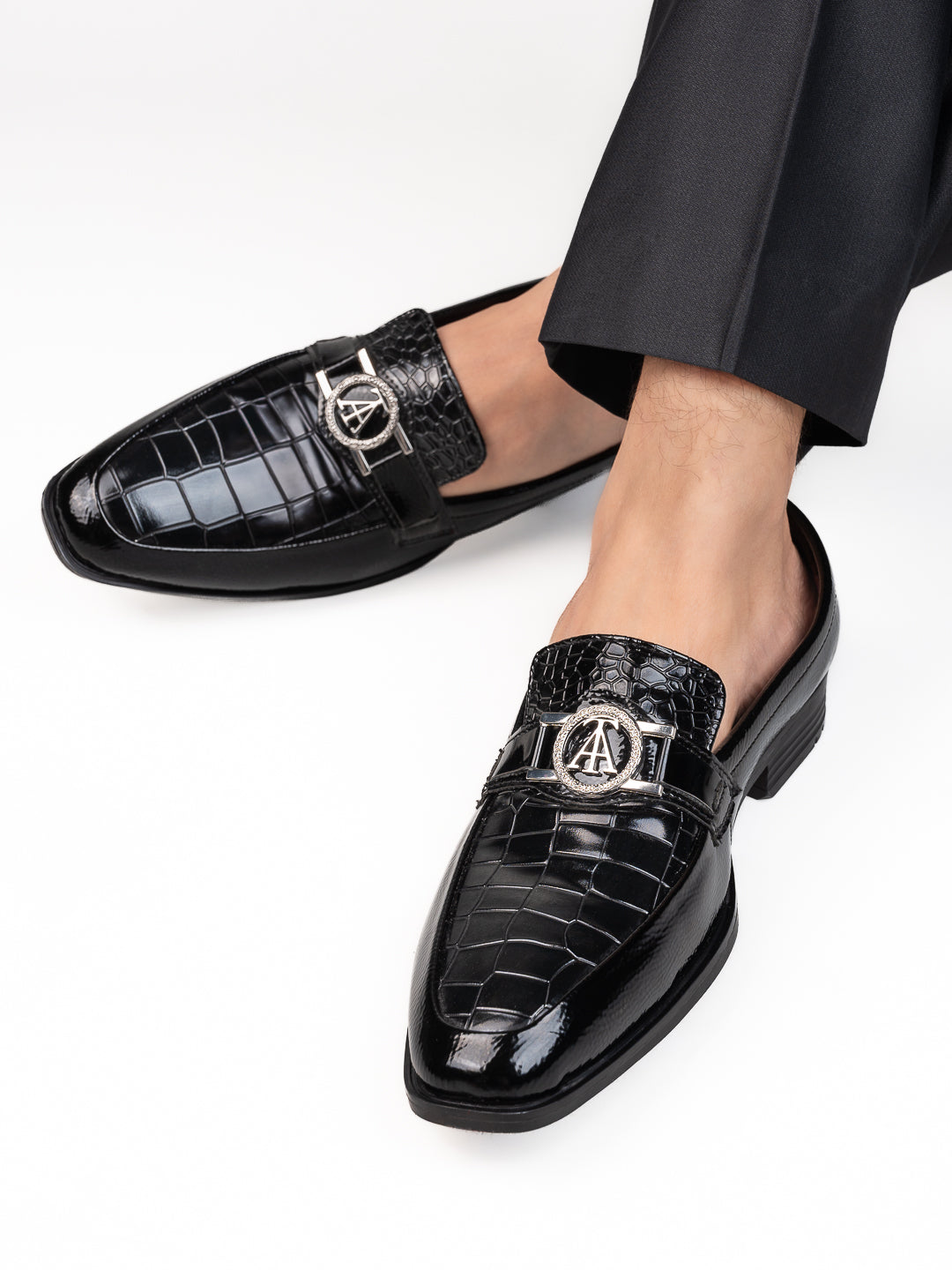 Alberto Torresi Wedding Black Patent Shoe With Metal Accent