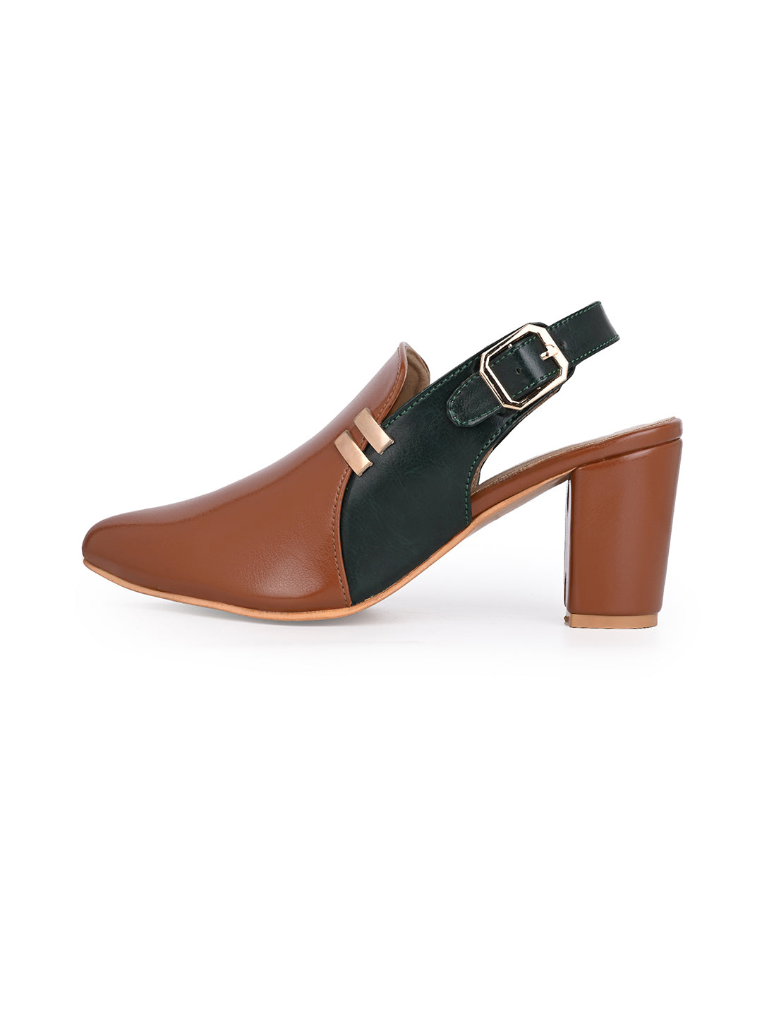 Alberto Torresi Women’s Tan & Black Slingback Block Heels