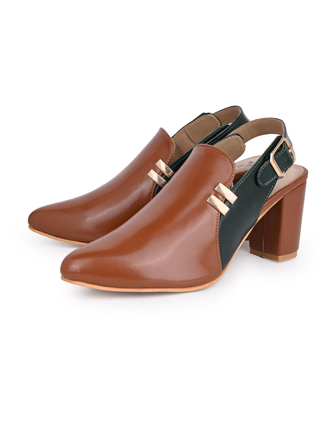 Alberto Torresi Women’s Tan & Black Slingback Block Heels