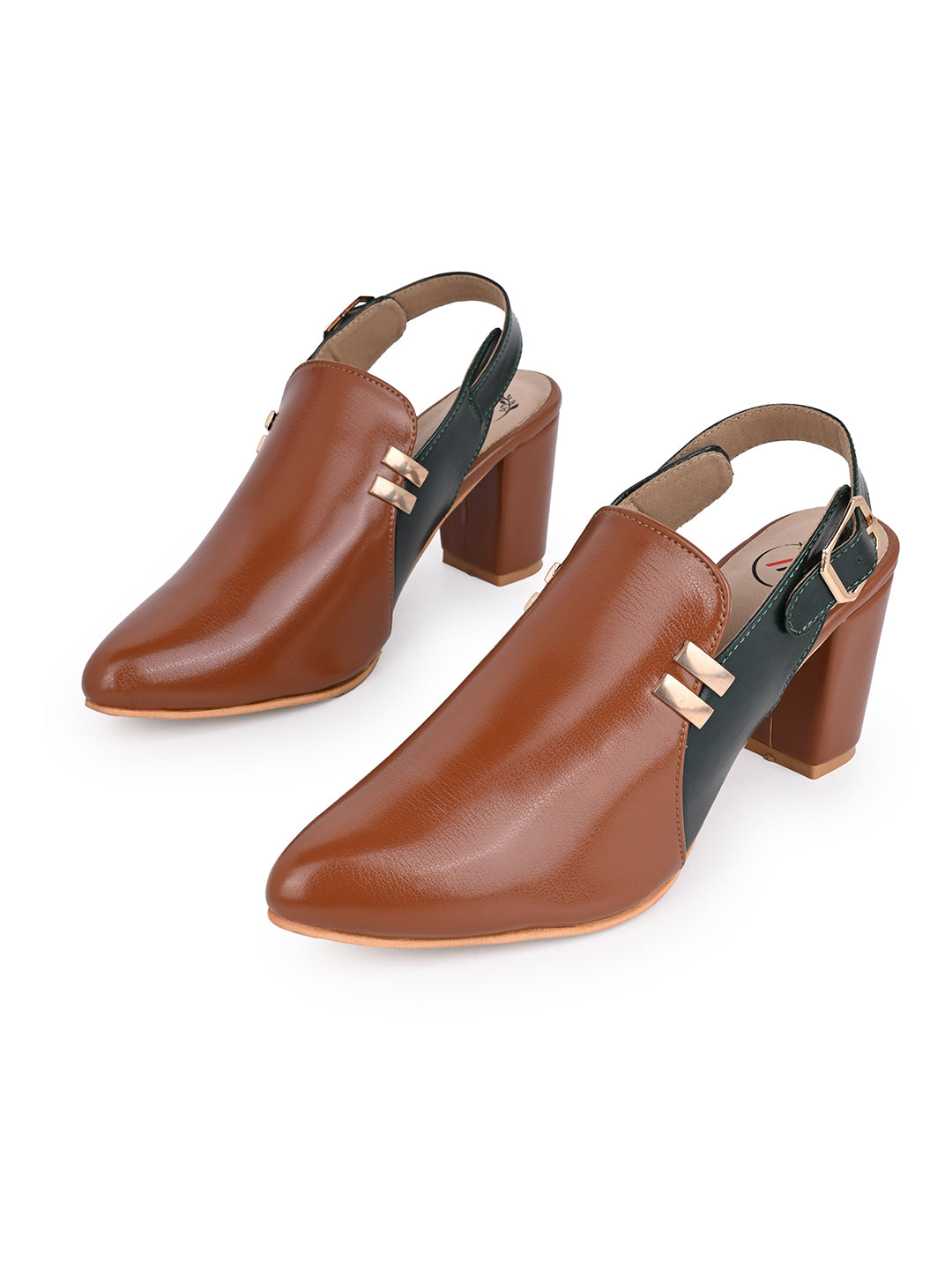 Alberto Torresi Women’s Tan & Black Slingback Block Heels