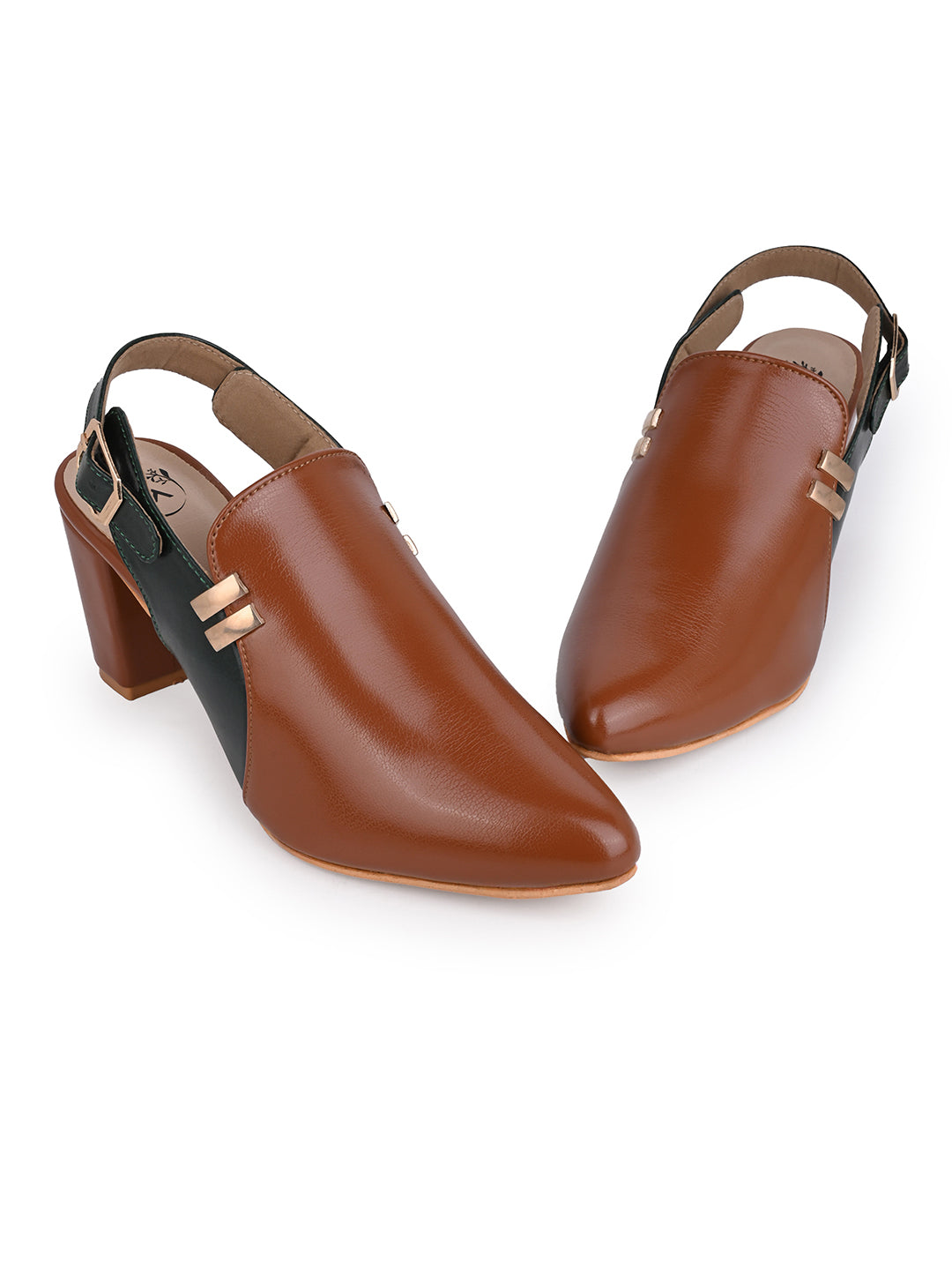 Alberto Torresi Women’s Tan & Black Slingback Block Heels