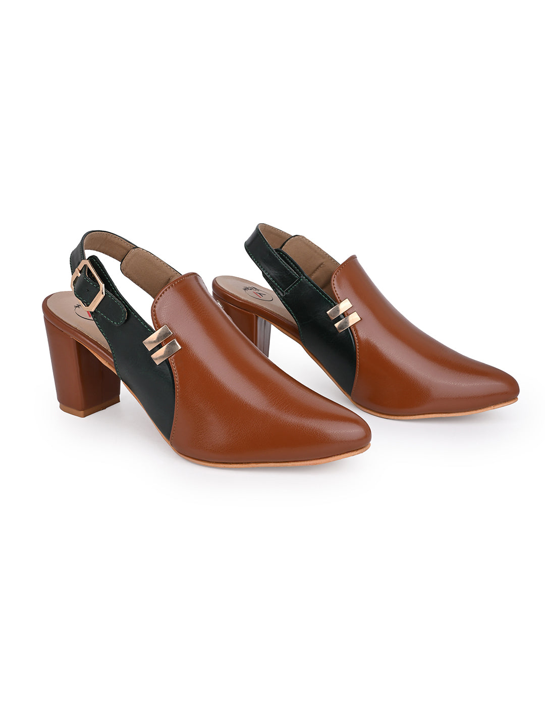 Alberto Torresi Women’s Tan & Black Slingback Block Heels