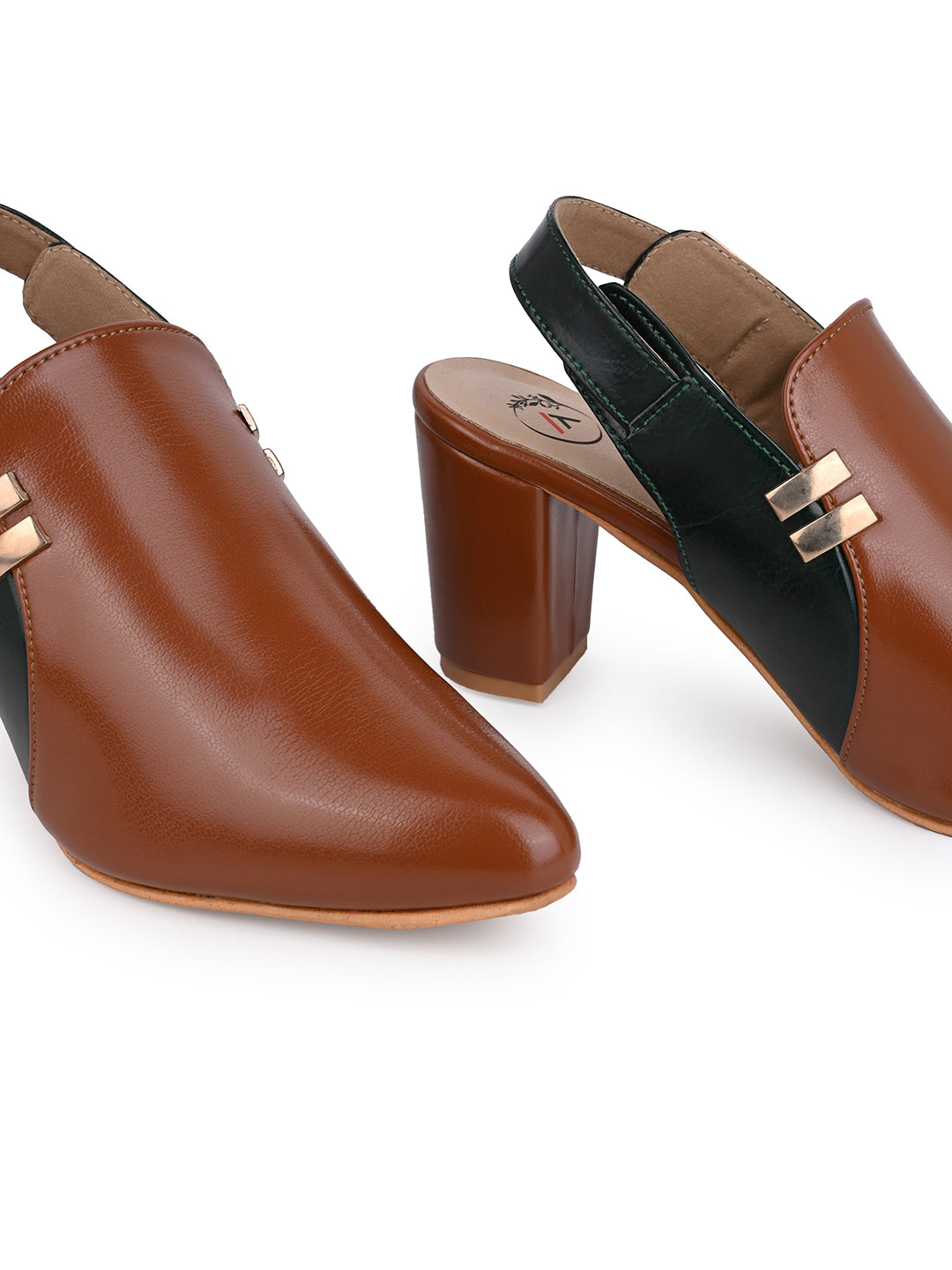 Alberto Torresi Women’s Tan & Black Slingback Block Heels