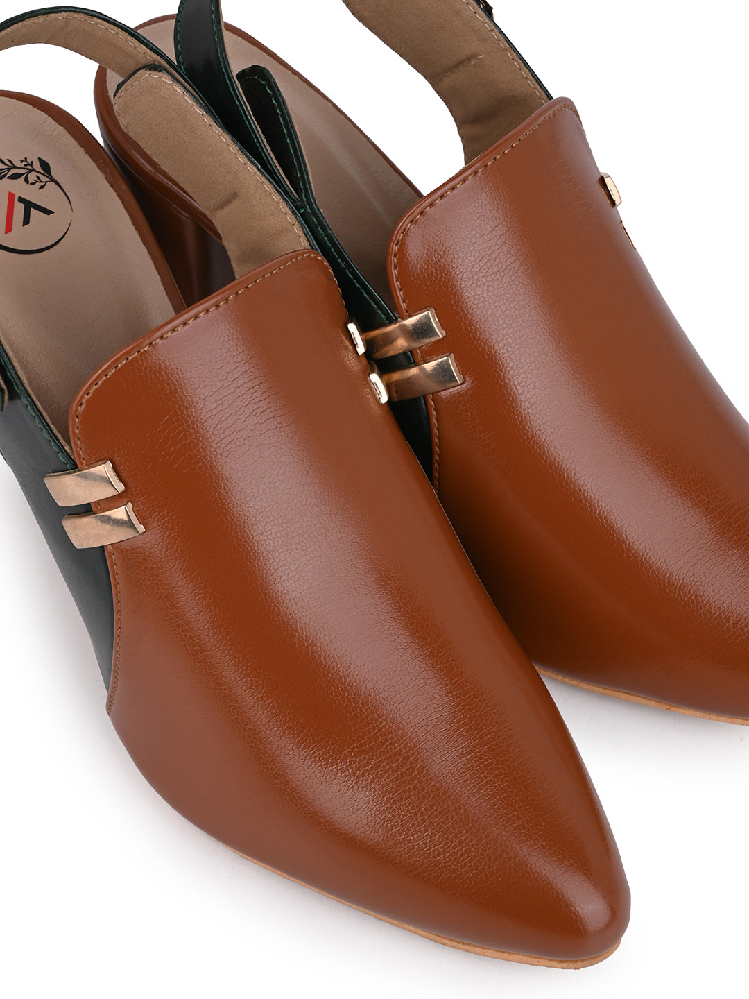 Alberto Torresi Women’s Tan & Black Slingback Block Heels